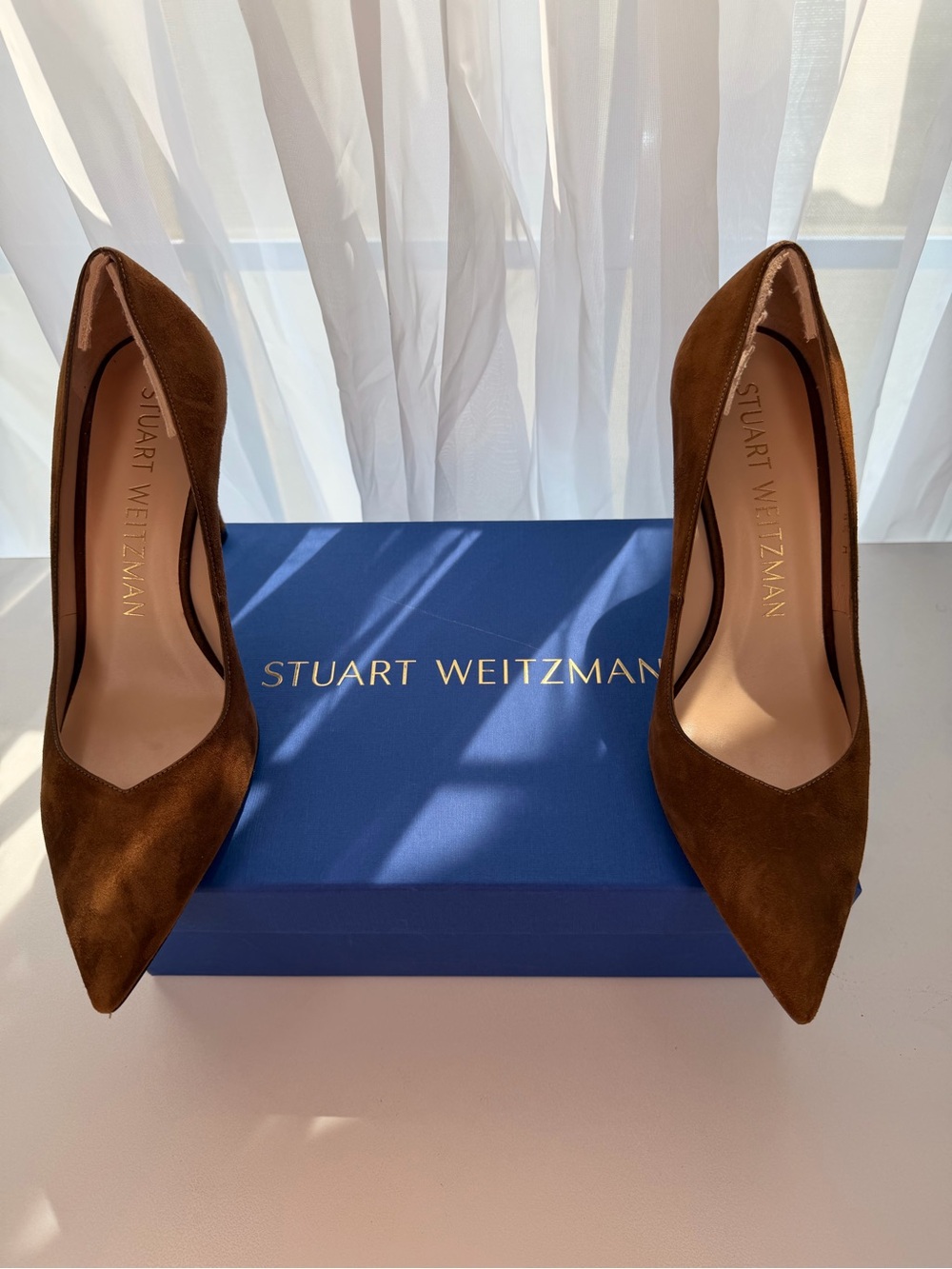 NWT Stuart Weitzman Anny Suede Pumps Coffee Brown Leather with dust bag - Picture 1 of 8